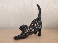 Abstract Cat Stretch Voronoi Figure Art Sculpture Statue Figurine | Housewarming
