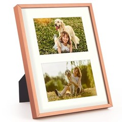 3 Pack 4×6 Rose Gold Aluminum Collage Frame 2 Opening for 6×4 Photo Real Glass