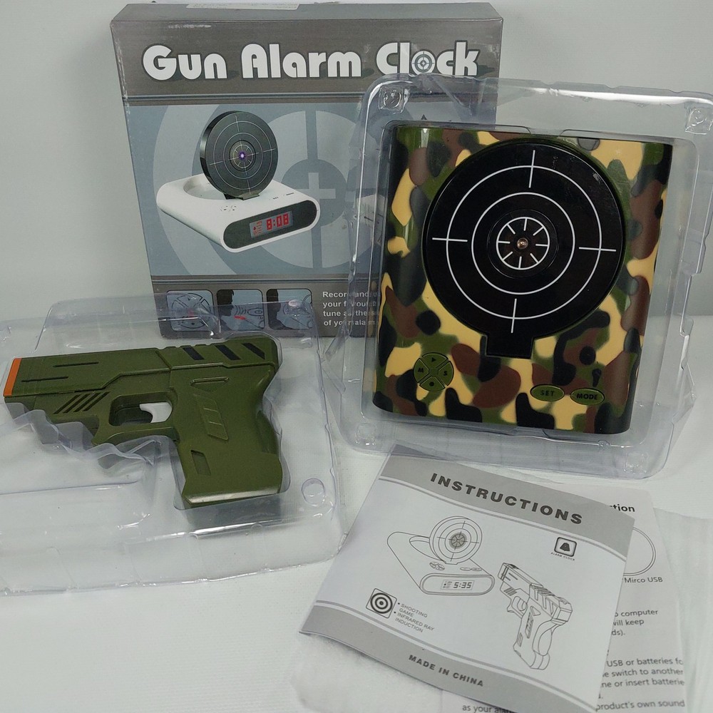 Gun Target Alarm Clock Camouflage BF1821 Shooting Game For Parts Read Below