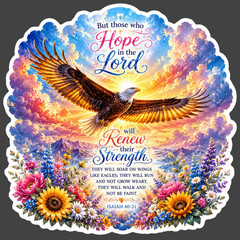 Christian Sticker Vinyl Decal Isaiah 40:31 Hope In The Lord Eagle Scripture