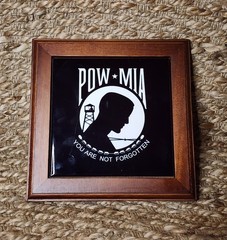 Military Wood Ceramic Tile POW MIA Wall Plague «You Are Not Forgotten» 8.25″