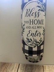 Farmhouse Hanging Metal Bell Bless This Home Plaid Check Rustic Decor