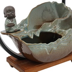 Desktop Waterfall Fountain Indoor Tabletop Ornament Resin Monk Feng Shui