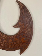 Custom Made Hawaiian Wall Decor Plaque Wood Maui Fish Hook Laser Cut 18”