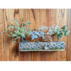 Handmade Wire Gemstone Tree Sculpture on Cholla Wood Base 4 Trees Beaded Art