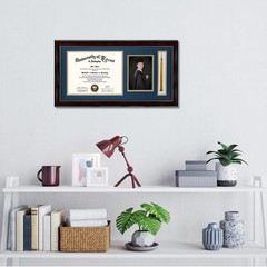 11×22 Mahogany Diploma Frame with Tassel Holder and Picture for 8.5×11 Certif…