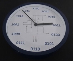 Geek Clock Analog Clock with binary numbers, NAND circuit, truth table