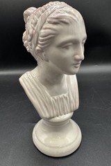 Italian Ceramic Classical Lady Bust White Glaze 8.25” Neoclassical Art