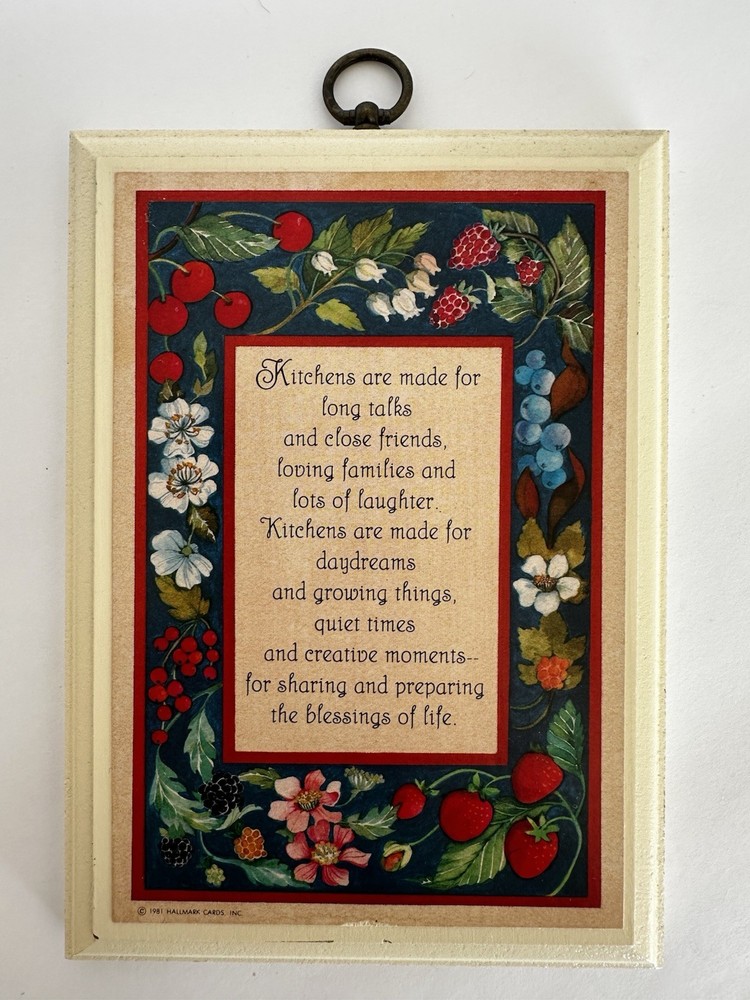 Vintage Hallmark Kitchen Blessing Wall Plaque 1981 5×7 Cottagecore Decor