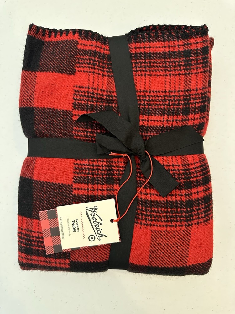 Patchwork Plaid Throw Blanket Red/Black – Woolrich, target, wool blend