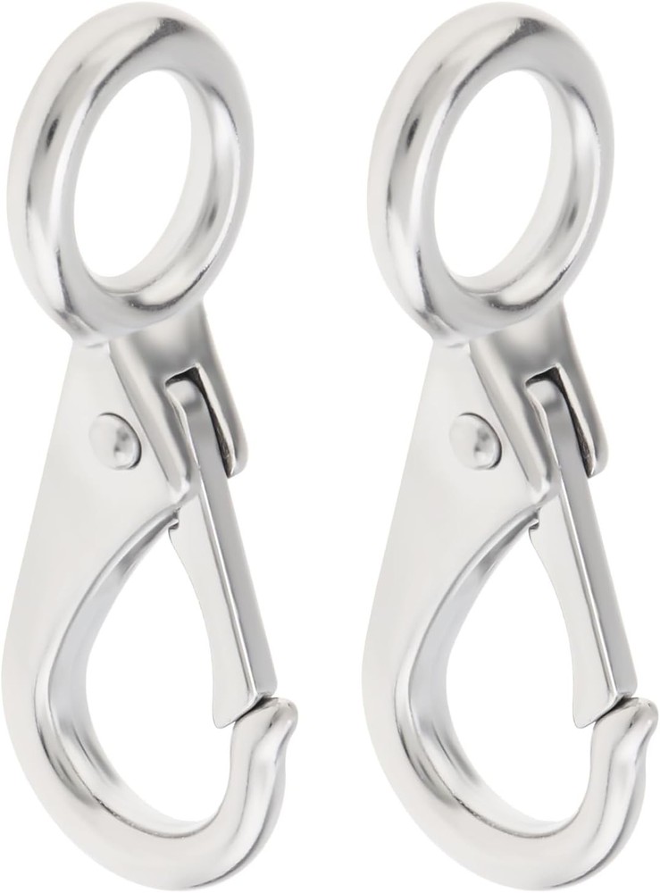 2Pcs Fixed Spring Snap Hook 0#, 316 Stainless Steel Fixed Eye Clip Boat