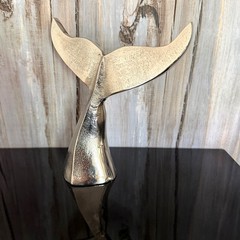 Decorative Whale Tail Bookends Set of 2 Silver Cast Aluminum 7 In