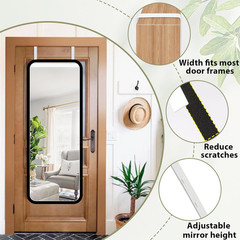 Over-The-Door Mirror Hanger, Adjustable 13.6 in Door Mirror Hanger with White