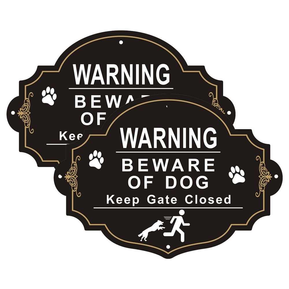 2 Pack Beware of Dog Signs for Fence, 10×8 inches Rust Free Aluminum Yard Sig…