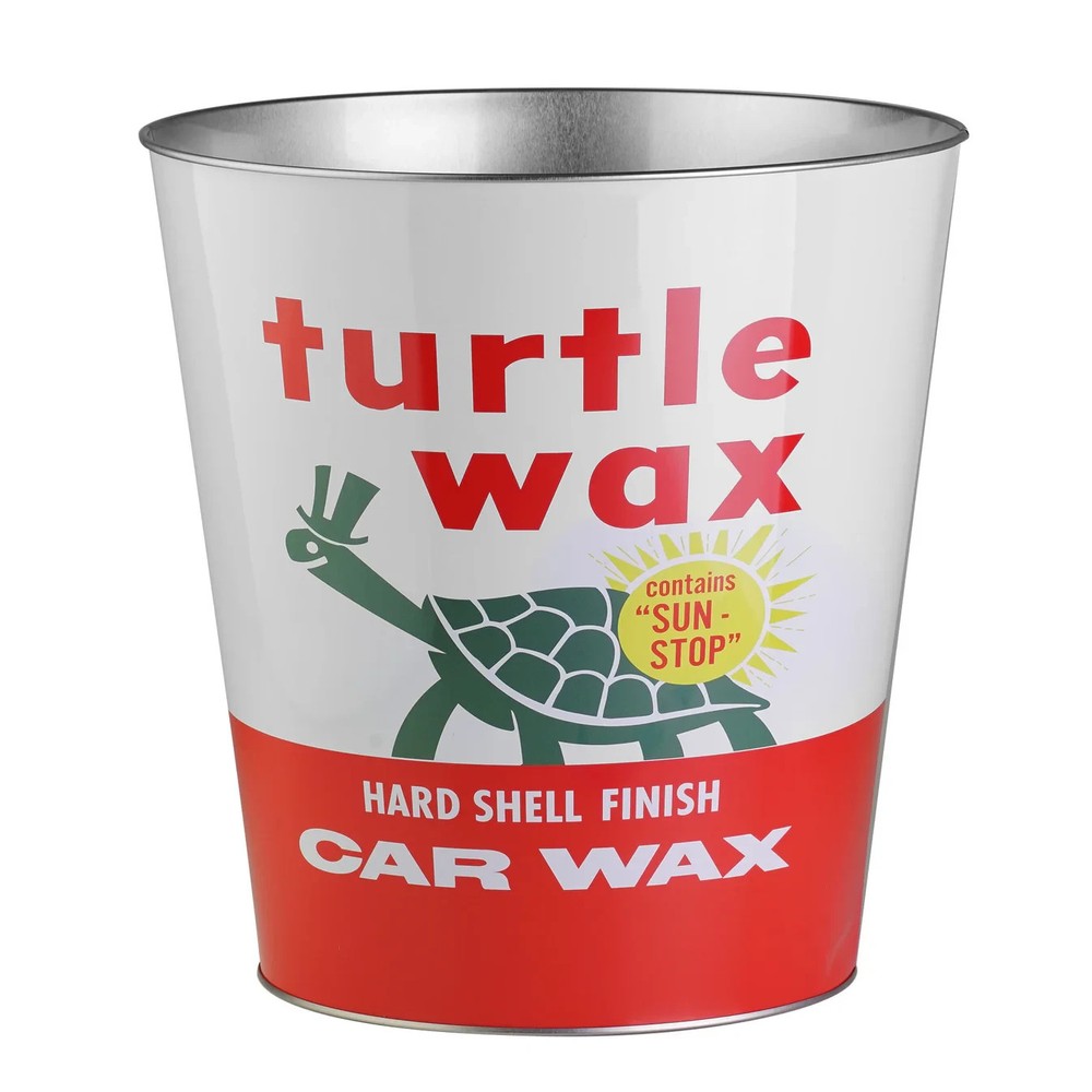 Turtle Wax Metal Waste Basket 2.25 Gallon Garage Trash Can Man Cave Decor