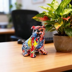 Colorful English Bulldog Statue – Resin Dog Sculpture for Home Decor & Gifts