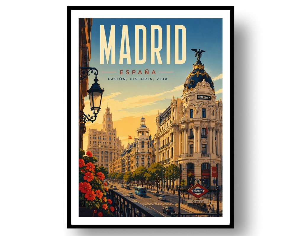Madrid Travel Poster Print, Wall Decor
