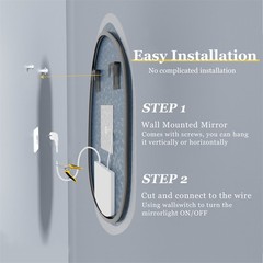 LUVODI Irregular LED Bathroom Mirror Anti-fog Three Colors Wall Vanity Mirror US