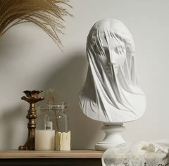 Abstract Veiled Face Sculpture Modern Resin Statue Minimalist Home Decor Art