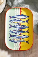 NEW Anthropologie Sardine Ceramic Trinket/Display Dish 6x9x0.5 inches