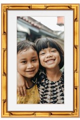 11×22 Frame Gold Bamboo With White Picture Mat For 11×22 Photo – Gold Bamboo 13x