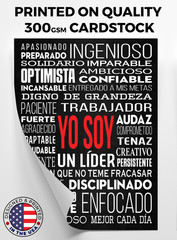 HoneyKick «Yo Soy» I AM Affirmations Motivational Wall Art Poster 12×16 Black