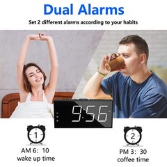 Alarm Clock for Bedroom LED Display Plug in Digital Clock with USB Charging Port