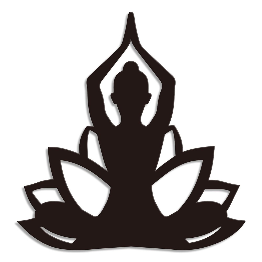 Black 9.4×9.8 Inch Metal Lotus Yoga Wall Art Minimalist Hanging Room Decor