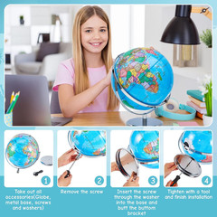 13» Illuminated World Globe for Adults – 720° Rotation & Rewritable K