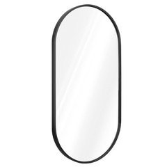 Oval Wall Mirror – 29.5″ x 15″ – Wall Mounted Hanging Mirror with Black Rustp…