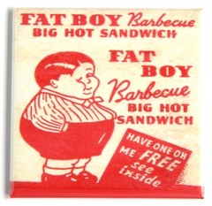 Fat Boy Barbecue FRIDGE MAGNET bbq matchbook sign