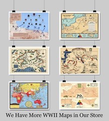1945 Route Map Trek 5th Armored Division in Europe World War II WW2 Poster