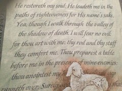 48x 62 in religious scripture throw “ the lord is my shepard” Psalm 23