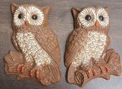 VTG Retro White Brn Owl Set Wall Plaque Foam Kitch Multi Styles Colors Listed