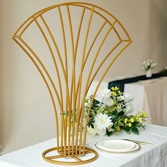 Gold 32″ Scalloped Fan Metal Flower DISPLAY STAND Table Centerpiece Party Events
