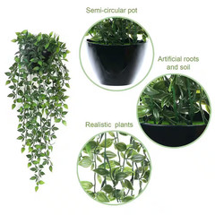 Artificial Hanging Plants, 2 Pack Faux Mandala Vines Potted Plant, 21 In. Green