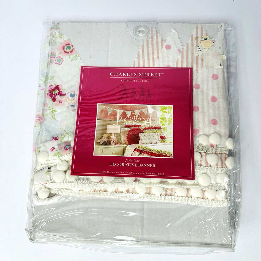 New Vintage Charles Street Kids Collection Decorative Fabric Banner 100% Cotton