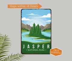 Jasper National Park Sign Rustic Wall Decor Cabin Alberta Canada 108120086017