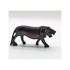 Vintage Hand Carved Wood Lion Figure 4 in African Ebony Safari Animal Sculpture