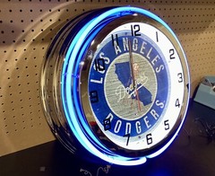 Dodgers Double Neon Clock 18” In Diameter X 5.5 “ Deep