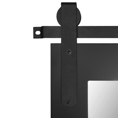 H&A Farmhouse Wall Mirror Rustic Horizontal Wood Framed Mirror, 28×22 Black