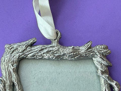 POTTERY BARN Pewter ~ Natural Twig Picture Frame Small 3×3 Opening ~ Hanging