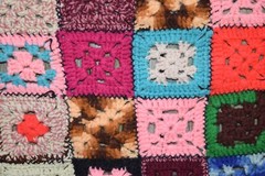 Vintage Crochet Wool Patchwork Blanket Plaid Throw Granny Square Handmade 56×41