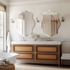 Frameless Irregular Wall Mirror Beveled Edge Sliver Glass Bathroom Vanity Mirror