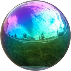 10-Inch Rainbow Gazing Globe Mirror Ball in Stainless Steel for Elegant Gardens