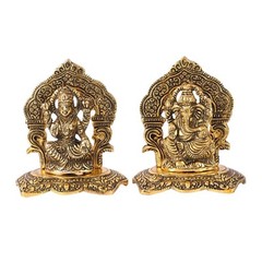 Laxmi Ganesh Set Idol Showpiece Metal Gold Plated Statue For Home Decor 5»