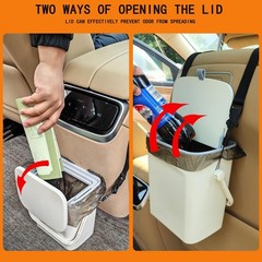Leakproof Car Garbage Can, Car Trash Bag Sturdy Hanging Garbage Bin with Lid,…