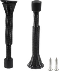 2Pack Spring Door Stopper Flexible Adjustable 3 to 4.5 Inch Black Wall Protector