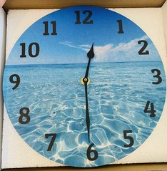 9.8” Sea Beach Wall Clock, Silent Non Ticking Summer Ocean Theme-Round w/Stand