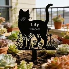 Personalized Cat Memorial Garden Stake Custom Metal Grave Marker Pet Loss Gift